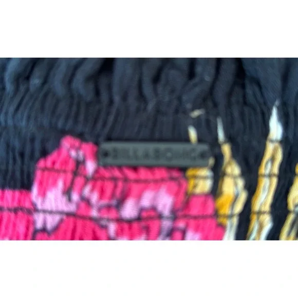 Women's Billabong Strapless Romper Hawaiian Print on black ruched bodice Sz Xs - Picture 3 of 9